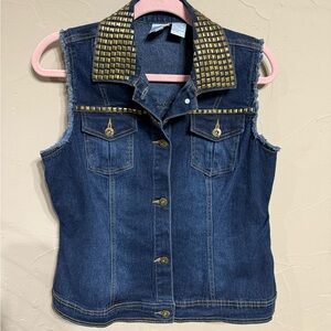 DG2 by Diane Gilman Denim Vest with Gold Studs